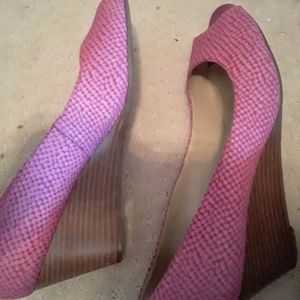 EUC Hot Pink Open Toe Wedge Shoes